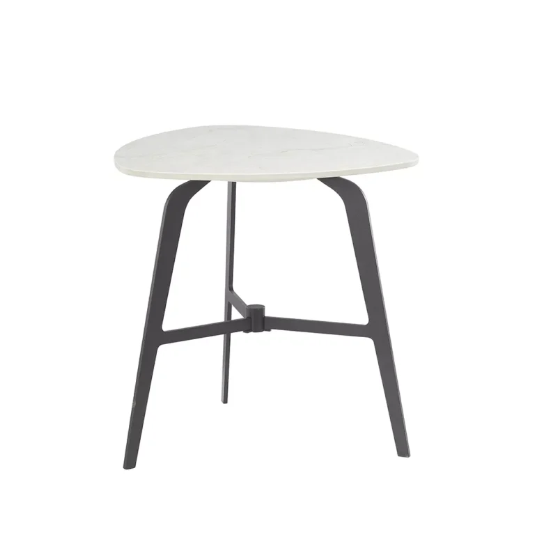 BJ-25004 Round Sintered Stone Coffee Table with Curved Metal Frame – Wholesale2