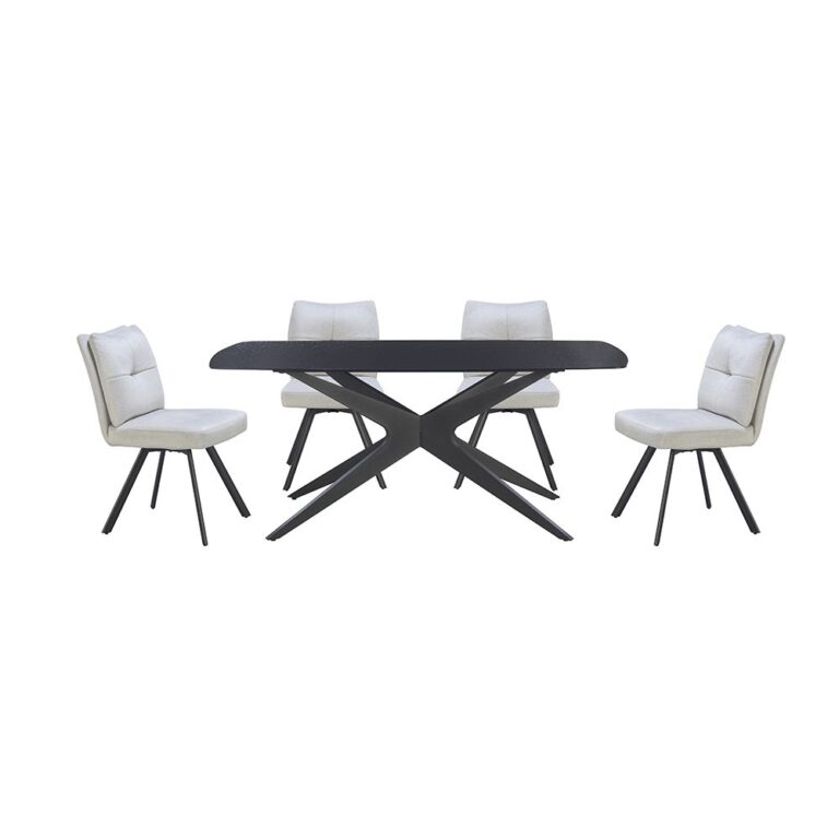 contemporary-dining-set-with-metal-base-table-design