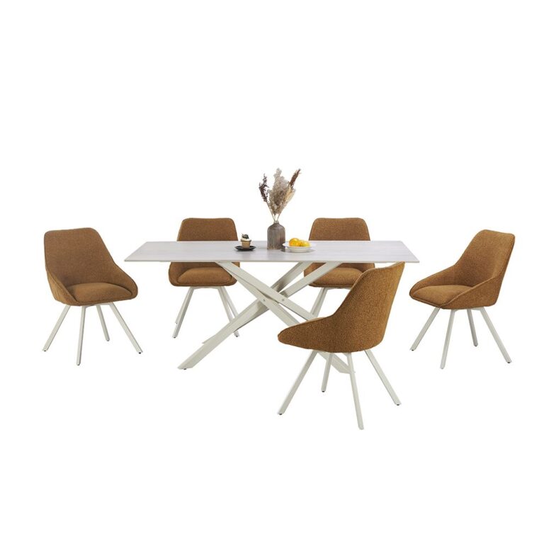 modern dining table set with upholstered chairs