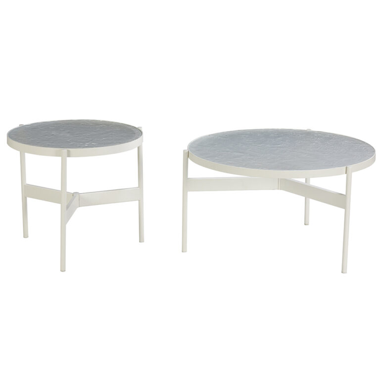 white metal side table